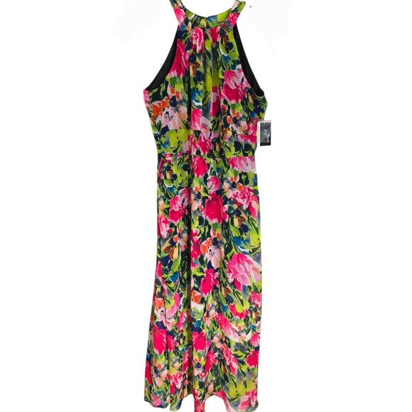 ECI New York Womens Multicolor Floral Halter‎ Maxi Dress Sleeveless Size 4 NWT - Picture 1 of 11